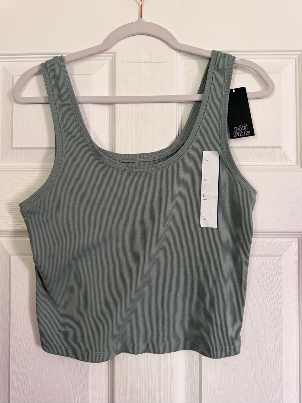 wild fable Ribbed Scoop Crop Tank - Sage Green
